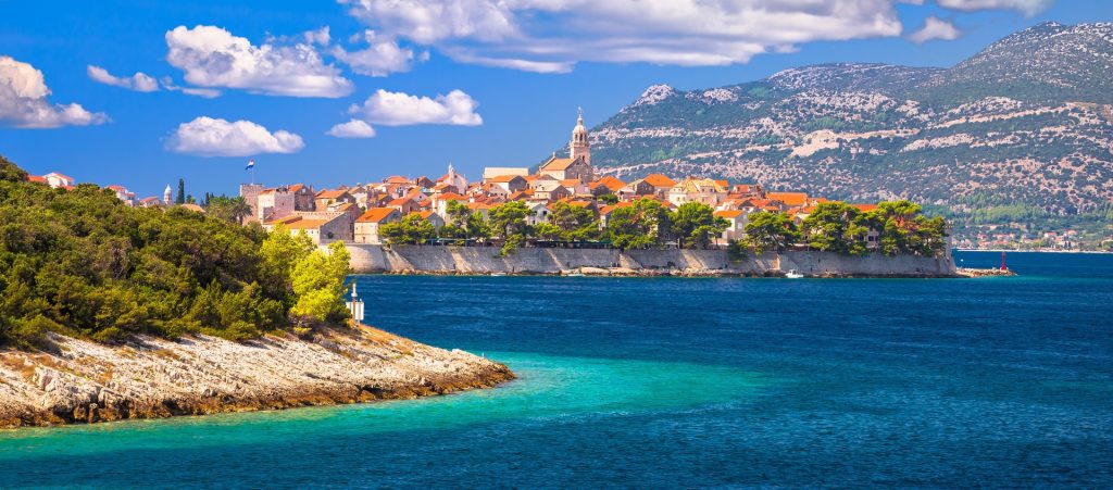 Historic,Town,Of,Korcula,Archipelago,Panoramic,View,,Island,In,Archipelago