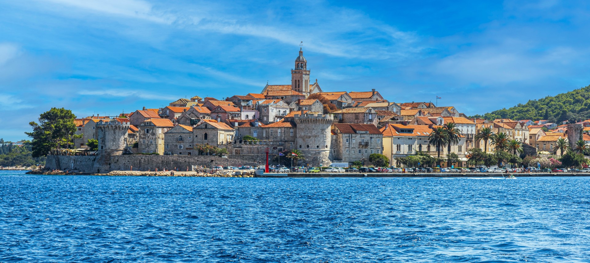 View,From,The,Sea,Of,The,Medieval,Town,Of,Korcula